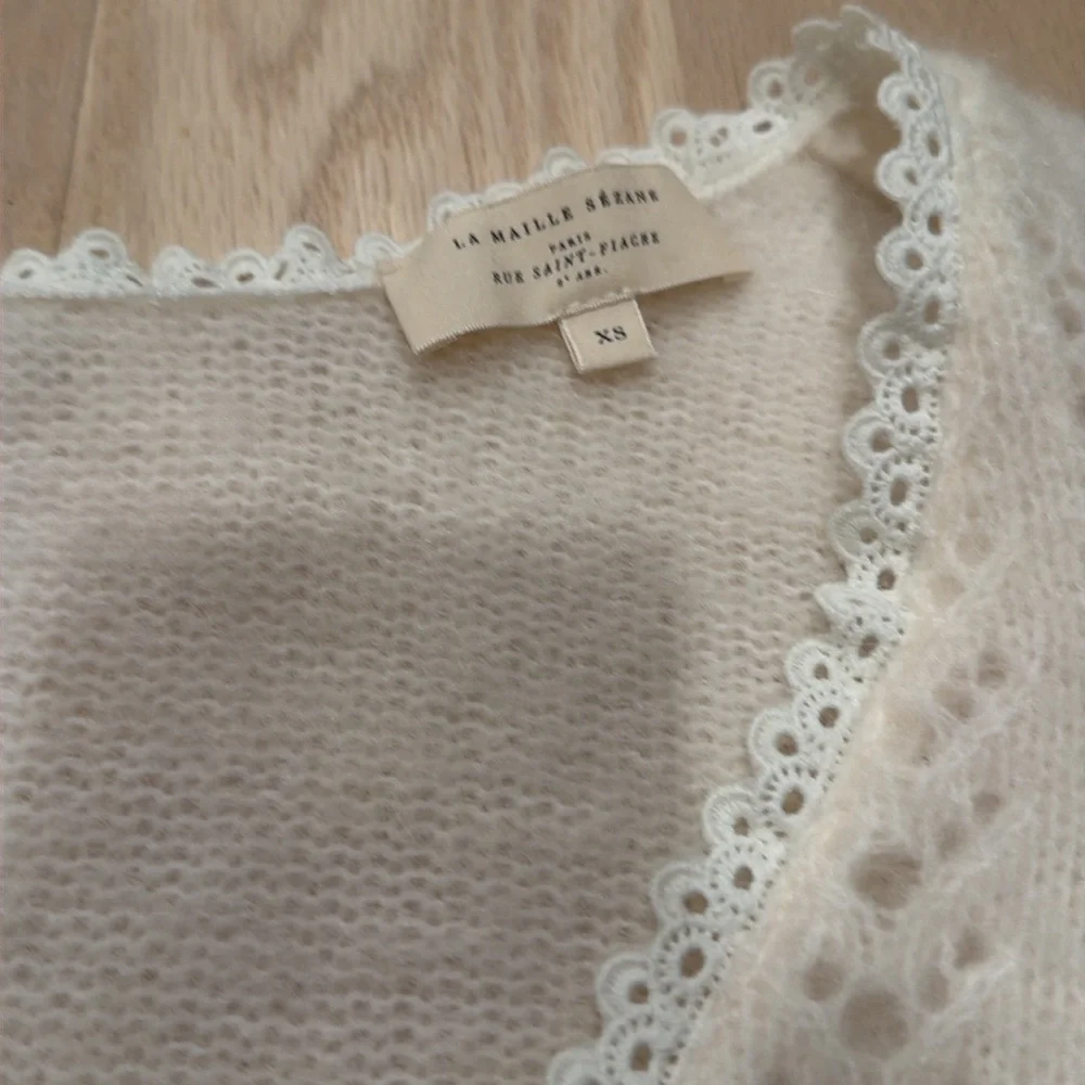 Cream vneck cardigan kid mohair sweater from Sezane - Picture 3 of 7